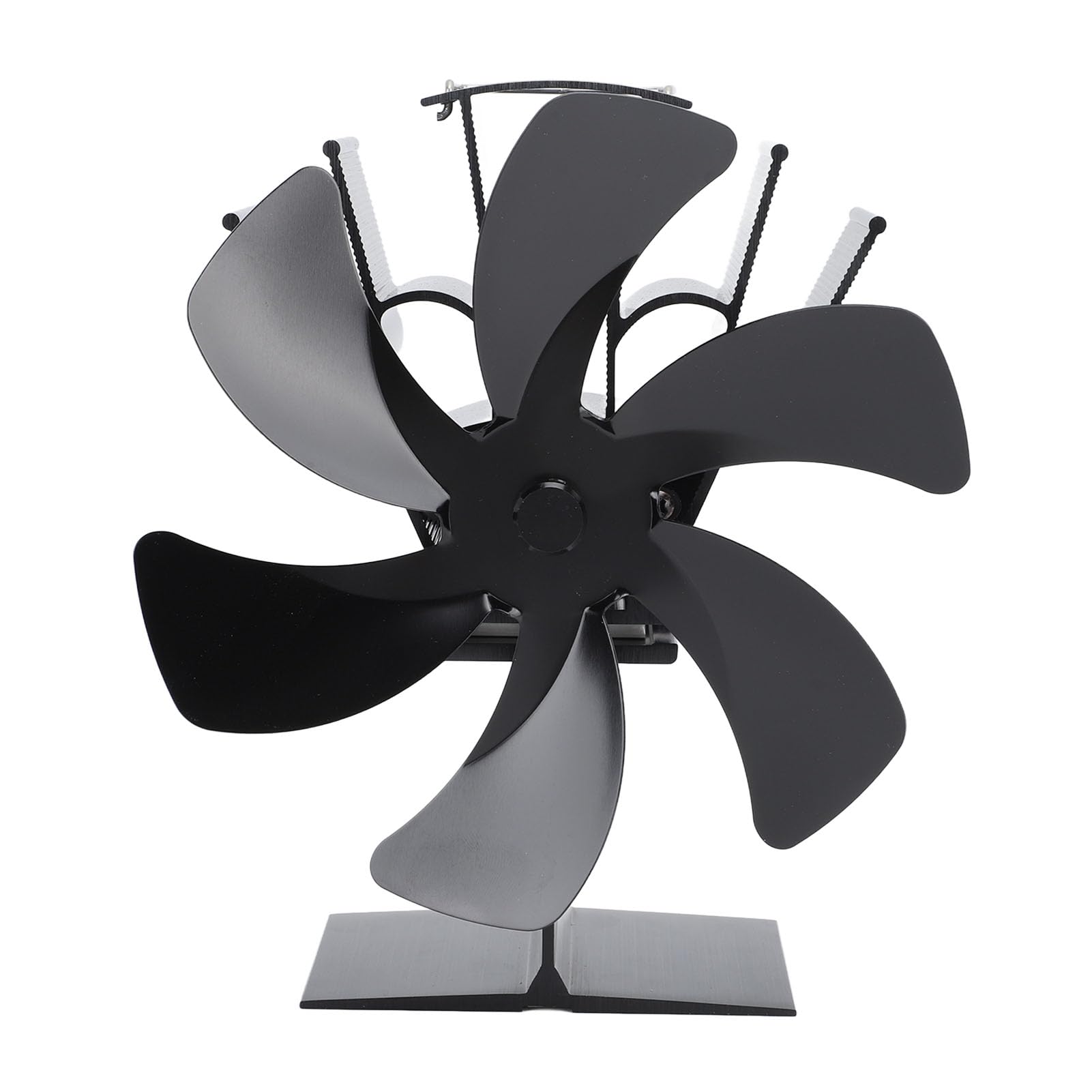 Ventilatore per Stufa a Legna Alimentato a Calore, Ventilatore Termico a 6 Pale per Un'efficiente Circolazione del Calore nel Camino, Lega di Alluminio, Senza Manutenzione (Nera)