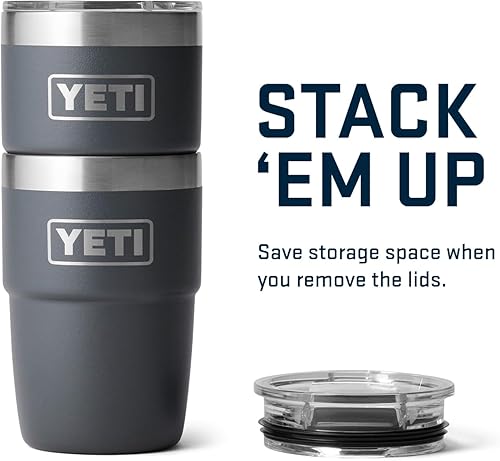 Miniatura 5 de YETI Rambler - Vaso apilable de acero inoxidable con tapa MagSlider, 8 onzas, color carbón