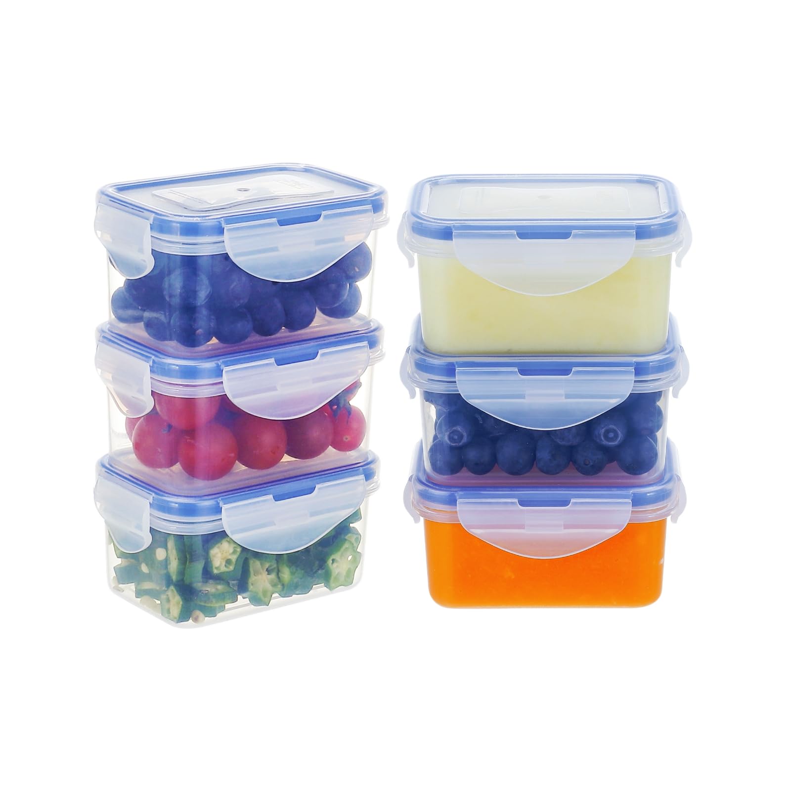 6Pack 180ML Food Storage Containers with Lids Airtight, Meal Prep Containers Reusable, Plastic Food Container with Lids Set, Freezer Storage Boxes, Sauce Pots, Snack Pots