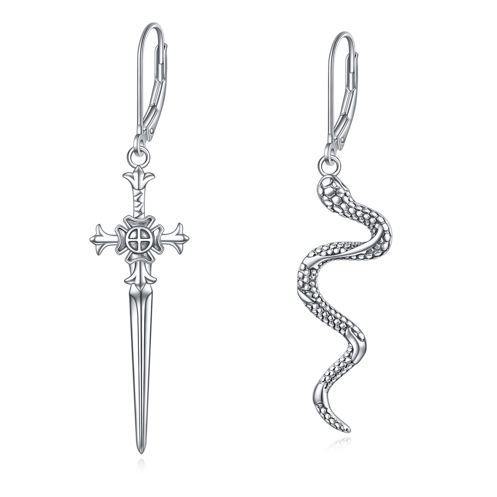 ONEFINITYGothic Snake Sword Earrings Sterling Silver Drop Leverback Earrings Jewelry Gifts for Women Girls