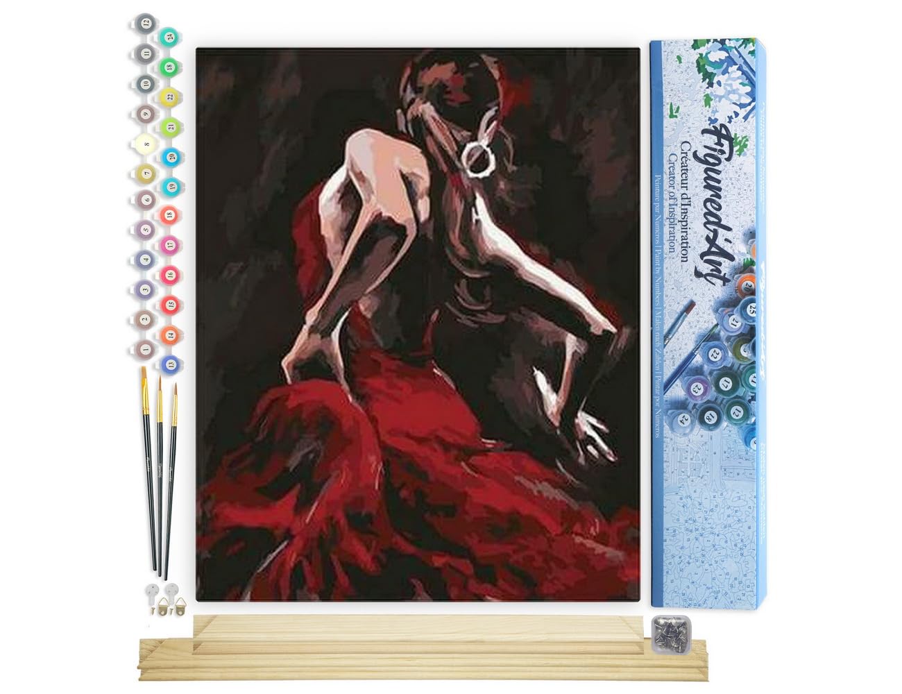 Figured'Art Paint by Numbers for Adults Flamenco Dancer 40x50cm - Craft Art Painting Rolled Canvas with DIY Wooden Frame โ image 1