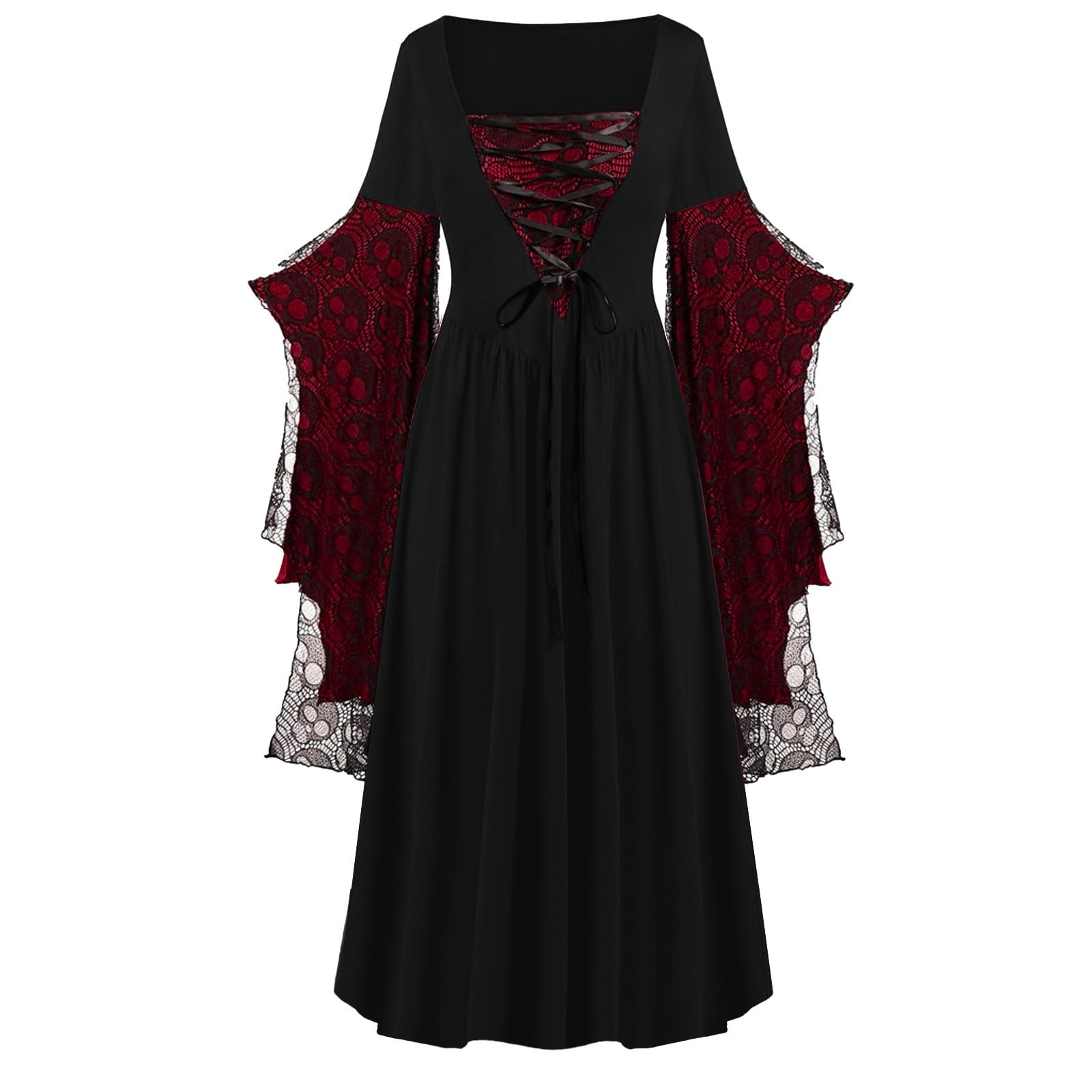 Halloween Costumes Women Adult Dresses Gothic Skeleton Party Vintage Dress — image 1