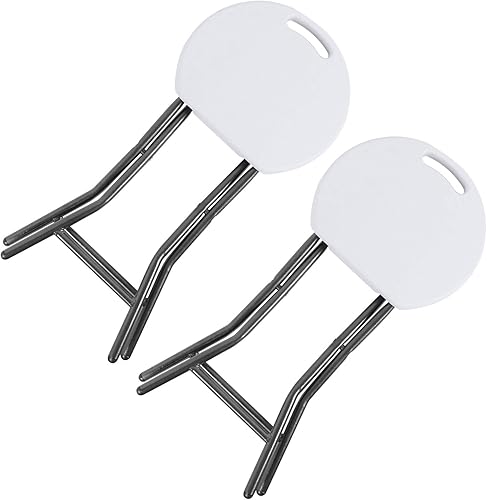 Miniatura 7 de 5Rcom Taburetes portátiles plegables y ligeros de 18 pulgadas, juego de 2 taburetes redondos plegables de plástico para adultos con patas de marco