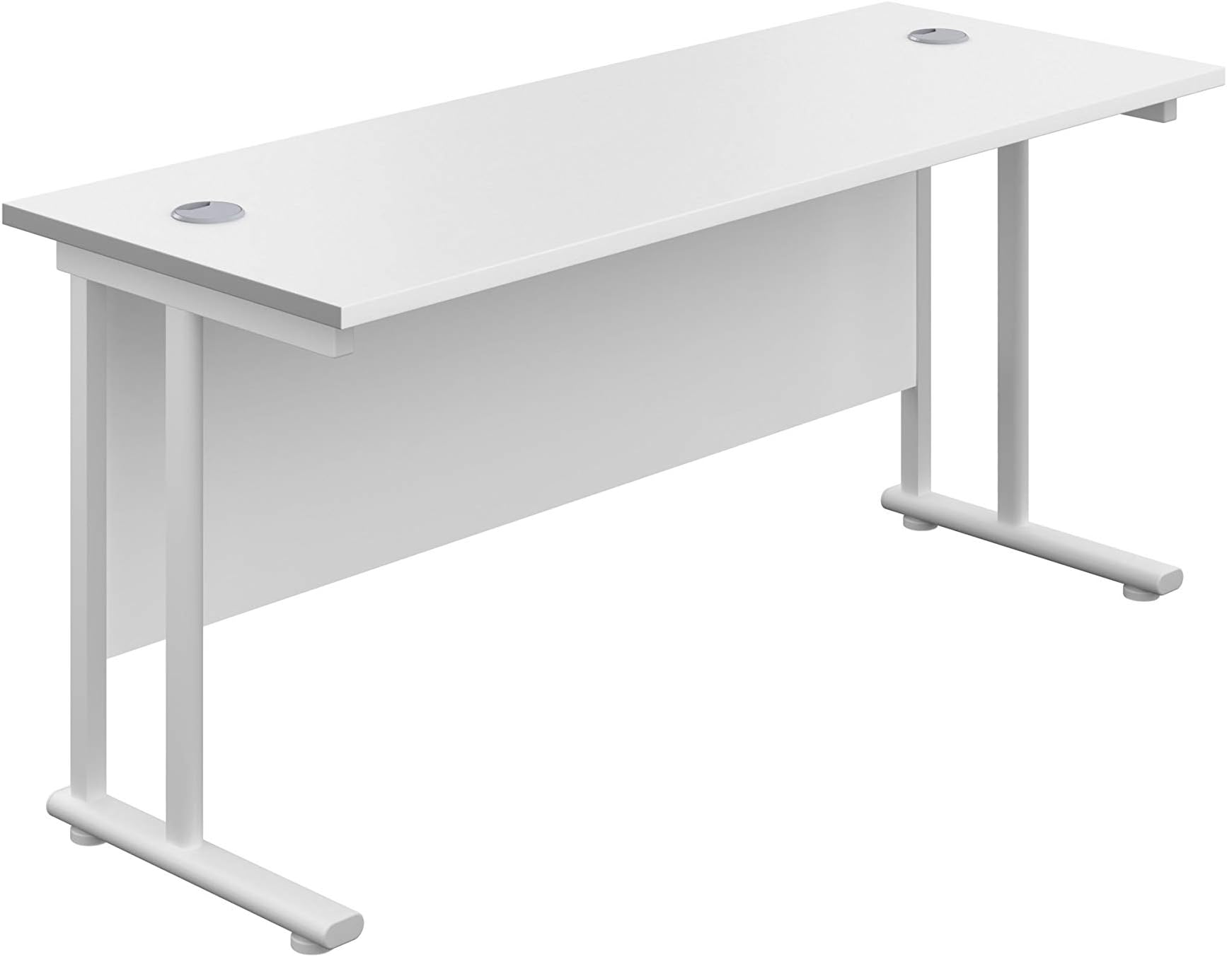 office hippo Rechteckiger Freischwinger-Schreibtisch, Holz, Weißer Rahmen, weiße Oberseite, 120 x 60 cm