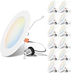 Downlight LED LVWIT 6 pouces 5CCT, 10W 1000 Lumens Dimmable, Éclairage encastré LED certifié IC, 6 pièces (2700K/3000K/4000K/5000K/6000K- 5CCT)