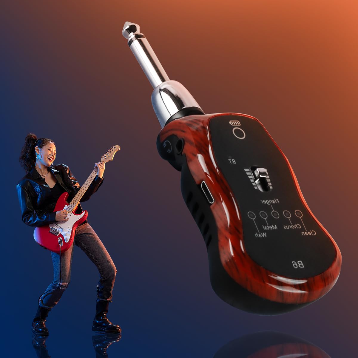 Alnicov Mini Guitar Amplifier with Headphone Jack Rechargeable Pocket-Sized Bluetooth Receiver Clean Chorus Effect Compact Sound System for Practice and Performance - Image 2