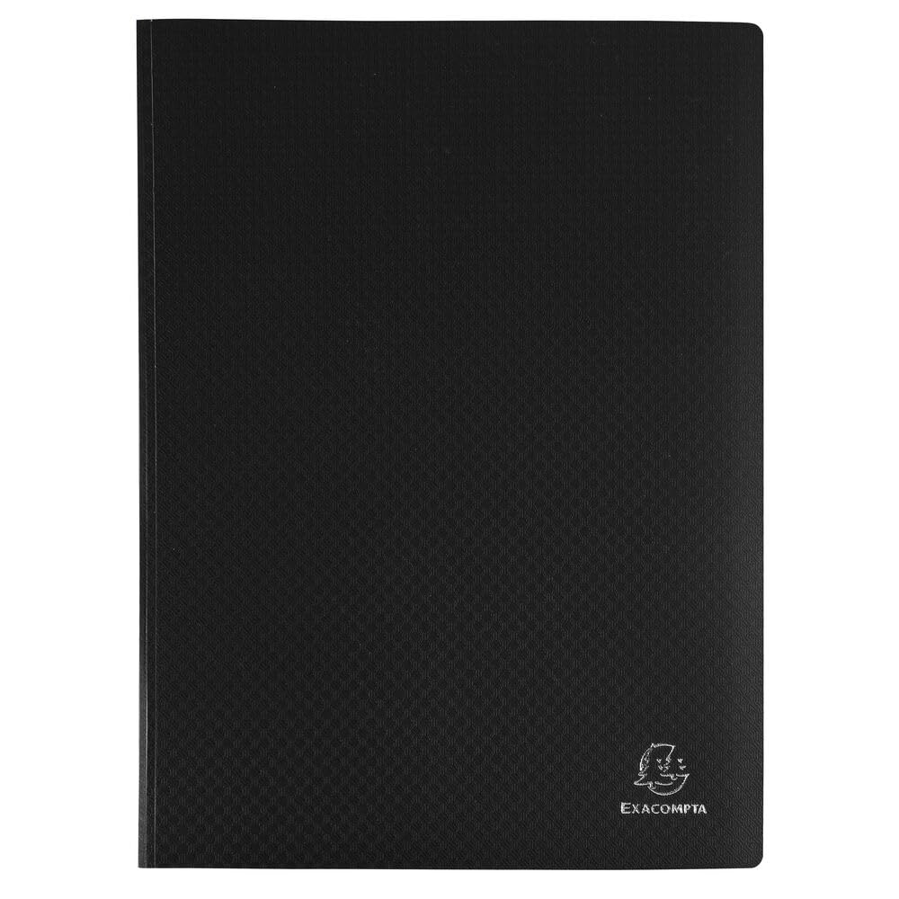 Exacompta - Ref 8821E - Box of 20 OPAK Document Holders - 20 Smooth Crystal Clear Pockets - 40 Sheets - for A4 Size - Size 24 x 32 cm - semi-Rigid Polypropylene Cover - Colour Black