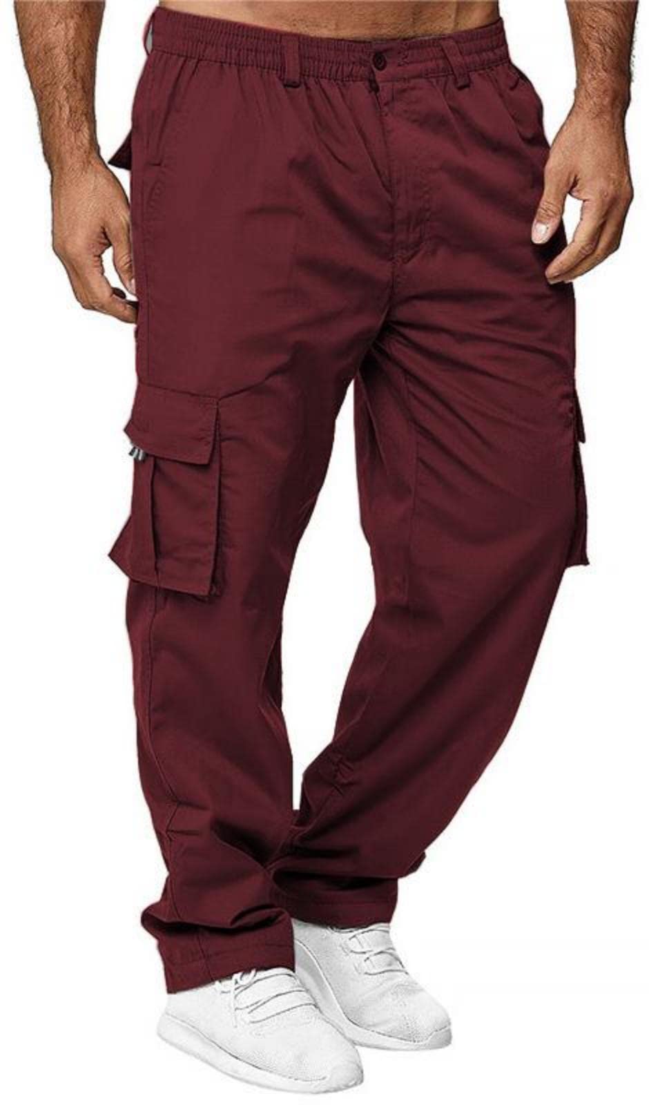 Men's Cargo Pants with Pockets Cotton Hiking Sweatpants Casual Athletic Jogger Sports Outdoor Trousers Relaxed Fit