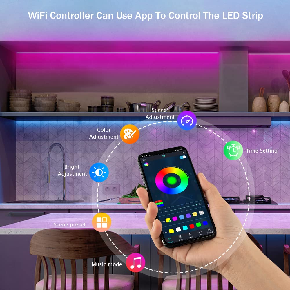 Striscia LED COB indirizzabile RGB WS2811 IC 12V con controllo APP musicale Bluetooth 5050 LED Pixel Rope Light, 720 LEDs/M Striscia LED tagliabile CRI 90+, adatta per feste fai da te[3M|RGB]