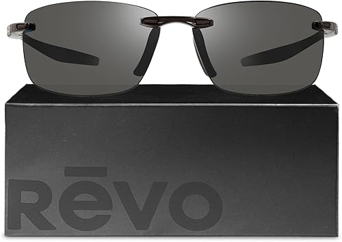 Revo Gafas de sol Descend N Lente polarizada con marco rectangular sin montura Medium fit Revo Gafas de sol Descend N Lente polarizada con marco rectangular sin montura Medium fit