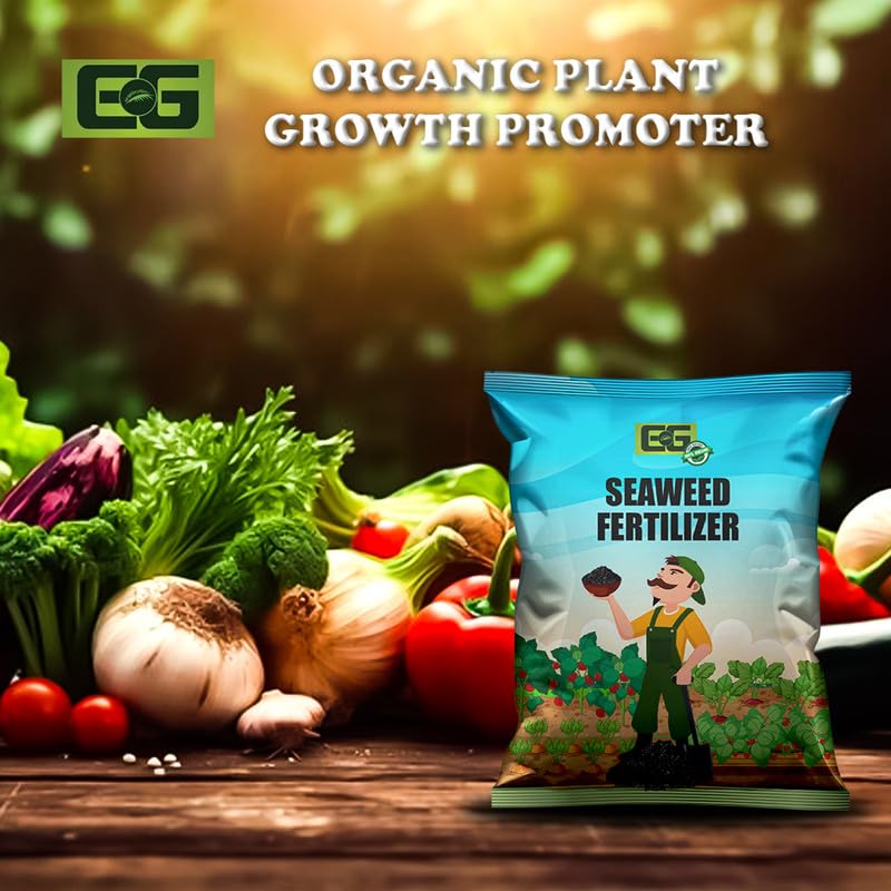 Image of Elamgreen Organic Seaweed Plant Fertilizer | Seaweed Granules for Healthy Home Gardening | Enhances Growth & Flowering in Vegetables, Fruits, and Flowers 5kg