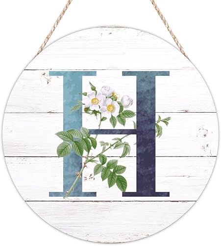 Vista 78 de Welcome Sign for Wall Initial Letter C Blue Round Wood Signs Monogram White Floral Wood Plaque Fresh Flowers 12in Mid Century Home Wall Decor for