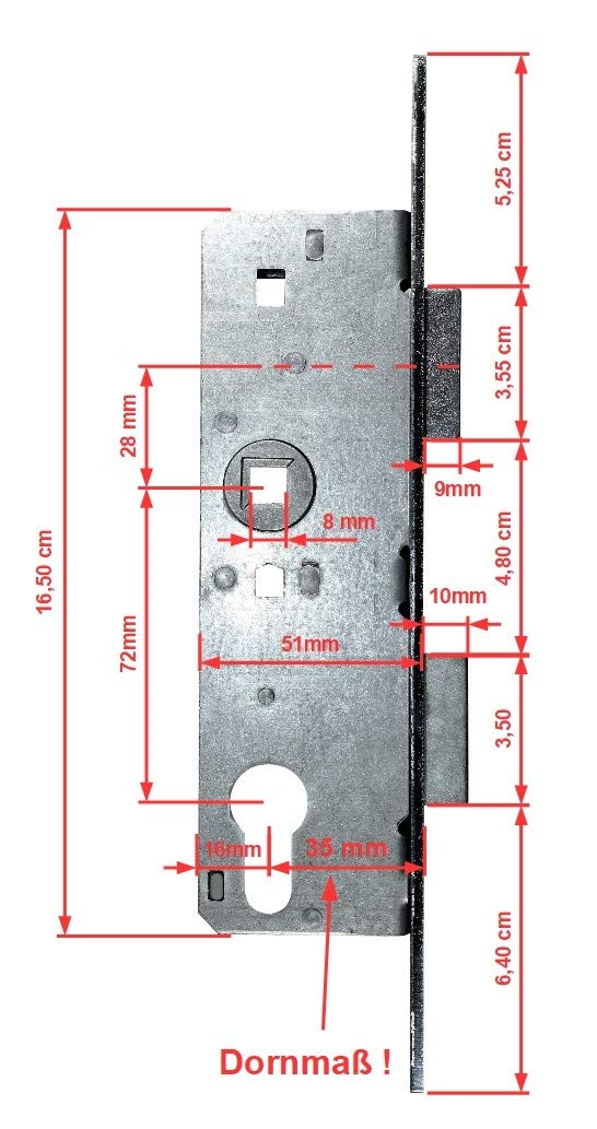 BKS Rohrrahmenschloss/Rahmenschloß 35/72/8, Stulpbreite: 20mm, DIN Rechts (schmale Bauweise) incl. SN-TEC® Montageset