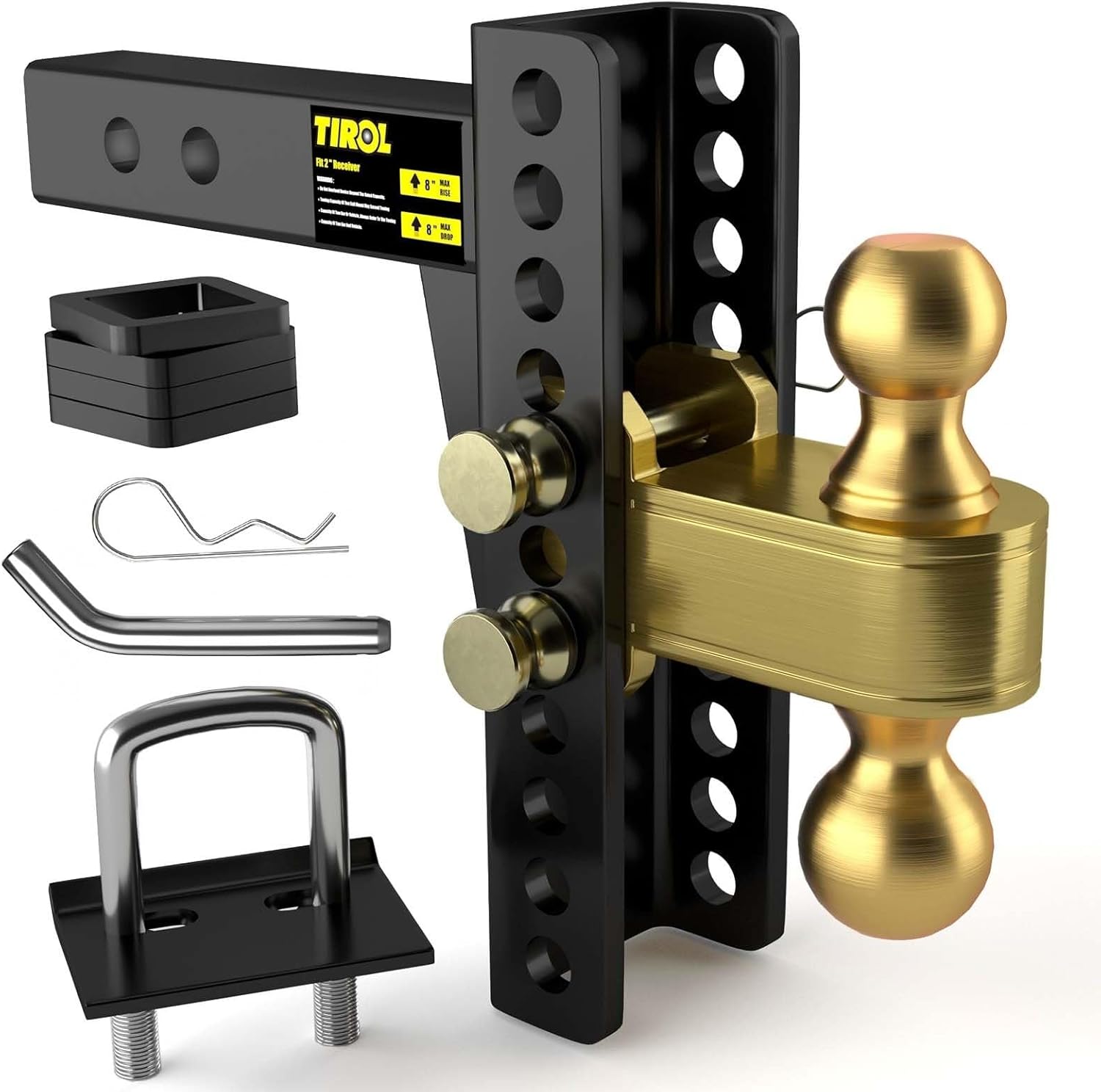 TIROL Adjustable Trailer Hitch Fits 2'' Receiver, 8 Inch