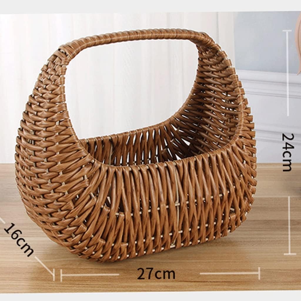 Rattan Ornament Storage Basket Handmade Flower Girl Handheld Flower Arrangement Basket Vintage Literary Woven