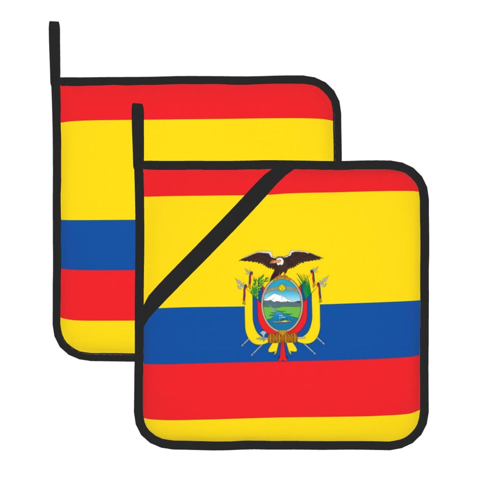HJFCZH Flag of Ecuador Prints Square Hot Pads for Kitchen Counter - Waterproof Pot Holders, Durable Heat Resistant Throw Layers for Serving, Oven & BBQ - 2 Pack