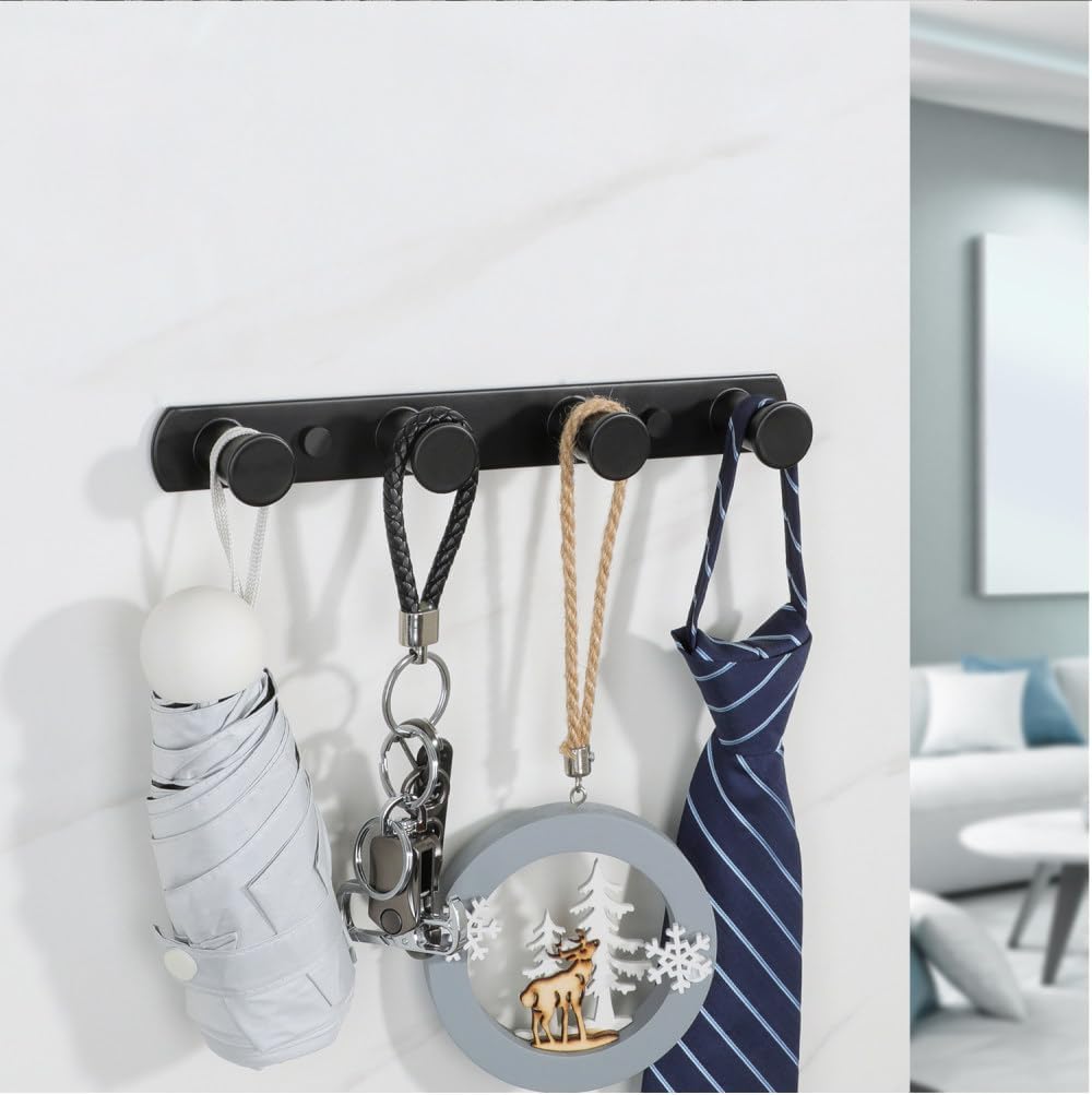 Robe Hook Bathroom Towel/Coat Hook Wall Mounted Door Hooks Heavy Duty 304 Stainless Steel Matte Black Bathroom Accessories,6