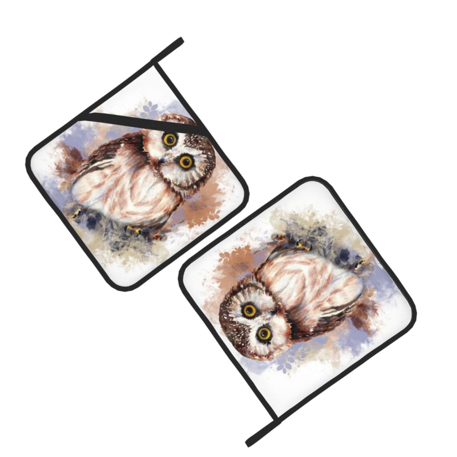 Owl Printed Oven Pot Holders Set of 2 Pcs Heat Resistant Kitchen Microwave Potholders for Cooking Baking Grilling