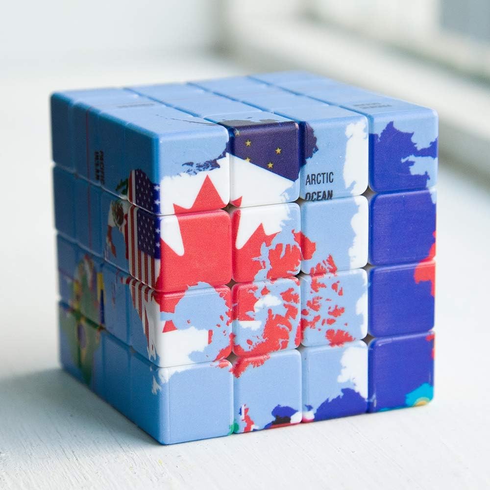 4x4 World Globe Map Speed Cube,Geography Puzzle Cube image 5