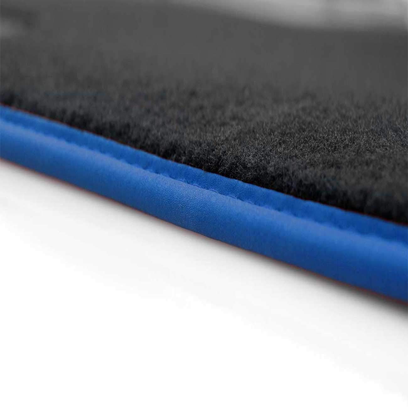 Lot de 4 tapis de voiture kh Teile - En velours - Gris avec contour bleu