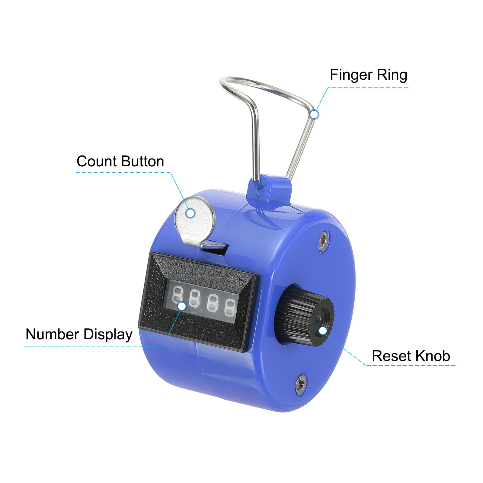 PATIKIL Clicker Counter, 16 Pcs 4 Digit Mechanical Handheld Tally Click Pitch Counter for Coaching Knitting Golf, Lap, Fishing, Blue - Image 3