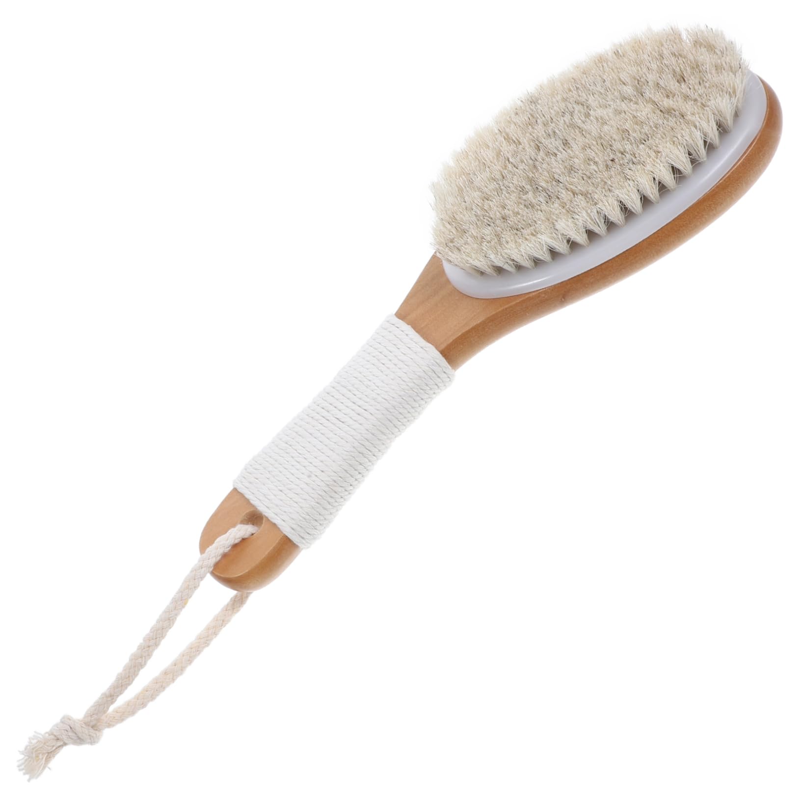 PACKOVE Horsehair Exfoliating Bath Brush with Ergonomic Handle Versatile Body Scrubber for Gentle Exfoliation and Back Cleaning for Daily Use and Comfortable Bathing Experience