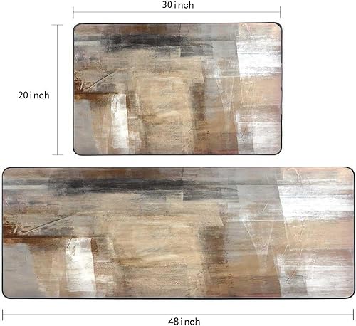 Vista 196 de TOMWISH - Tapetes de cocina para piso, color turquesa, gris, abstracto, pintura artística, 17 x 48 + 17 x 24 pulgadas, juego de alfombras de cocina