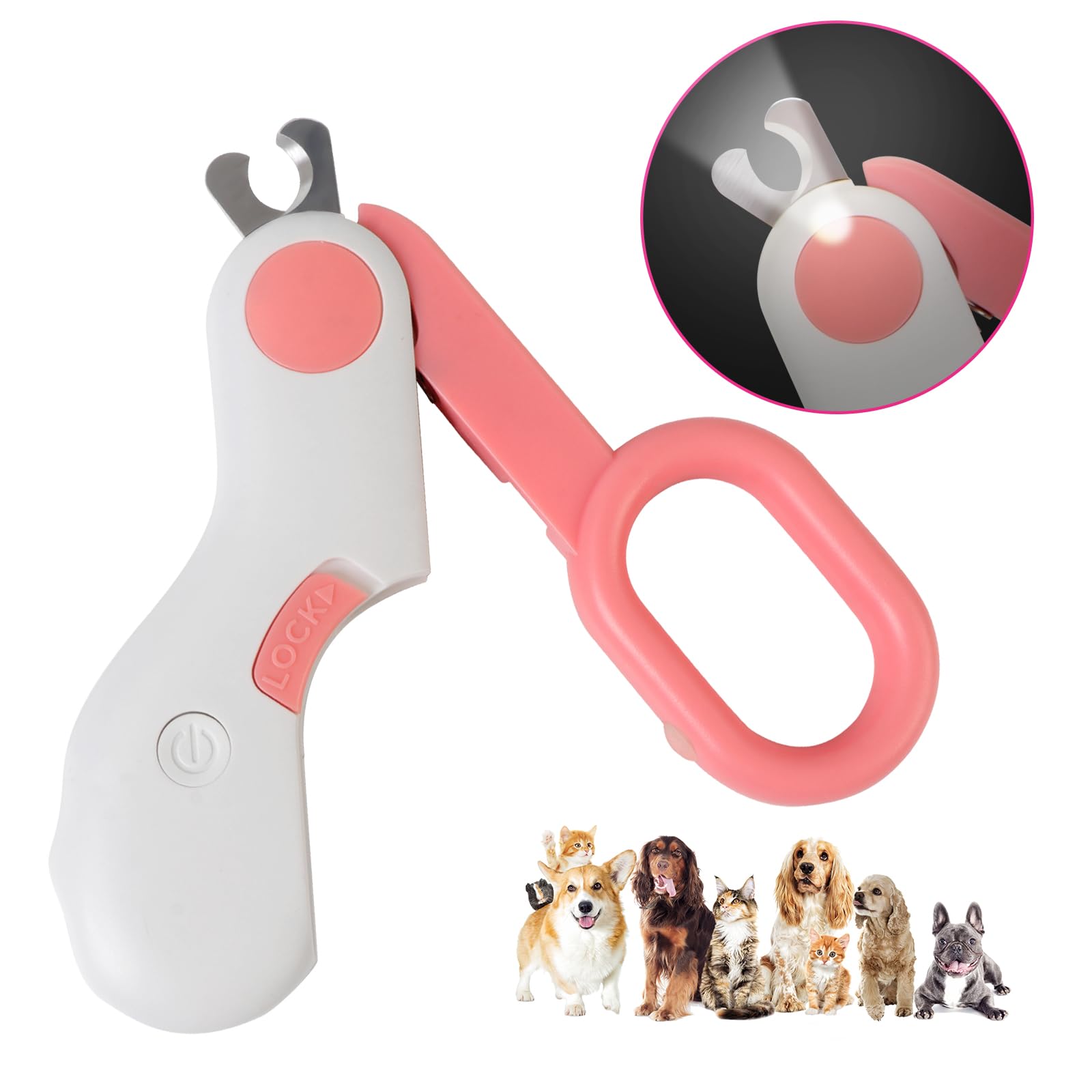 Small Animals Nail Clippers with LED Lights to Avoid Excessive Cutting and Razor Sharp Blades - Professional Claw Trimmer for Tiny Dog Cat Kitten Bunny Rabbit Bird Guinea Pigs Ferret Hamsters (Pink) - image 2