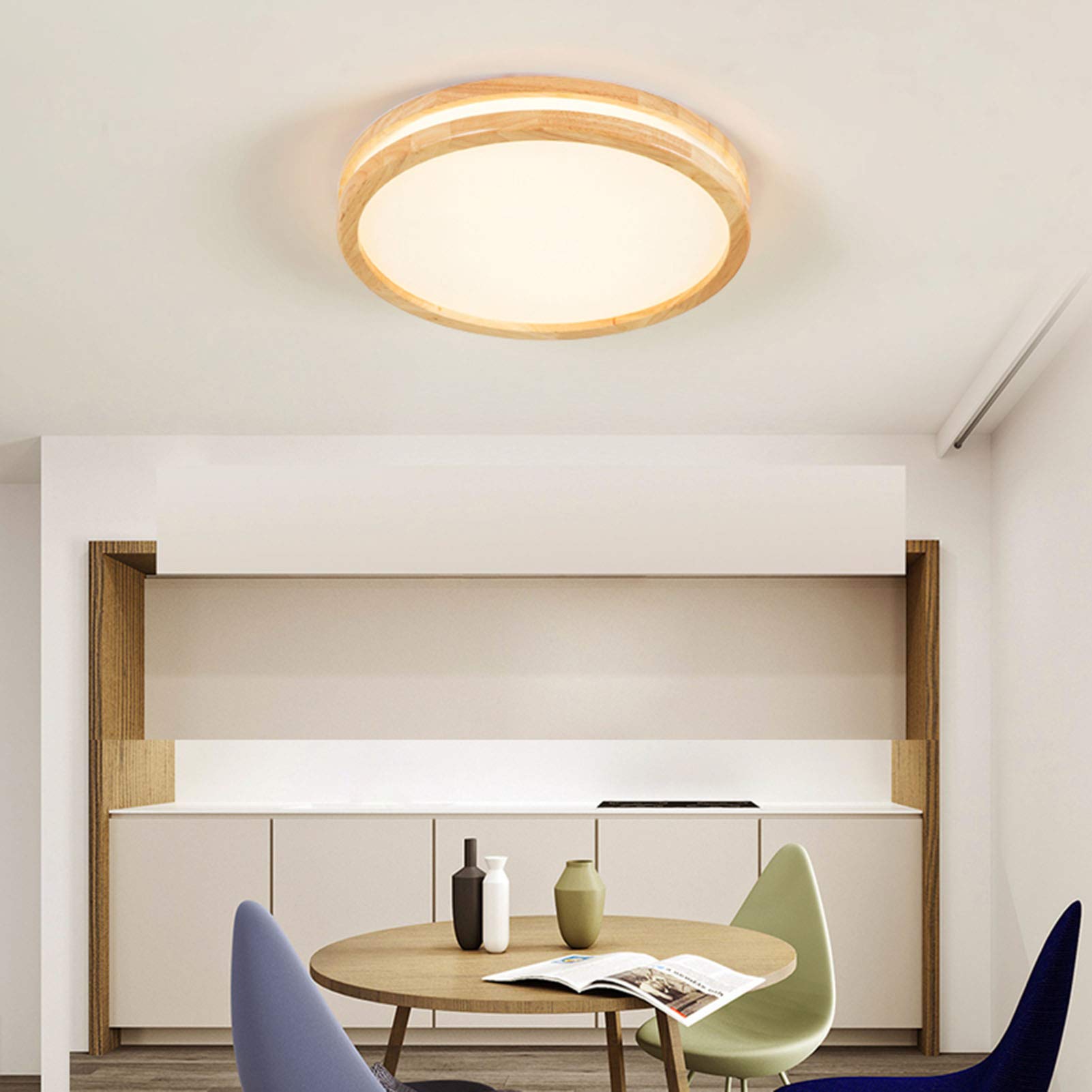 Plafonnier Rond Couleur Bois D'origine Scandinave,Ultra-lumières Minces De La Chambre,Lumières Du Balcon,LED Simple Modern Living Room Lights,Lumières De La Salle à Manger,Plafonni-Les trois couleurs