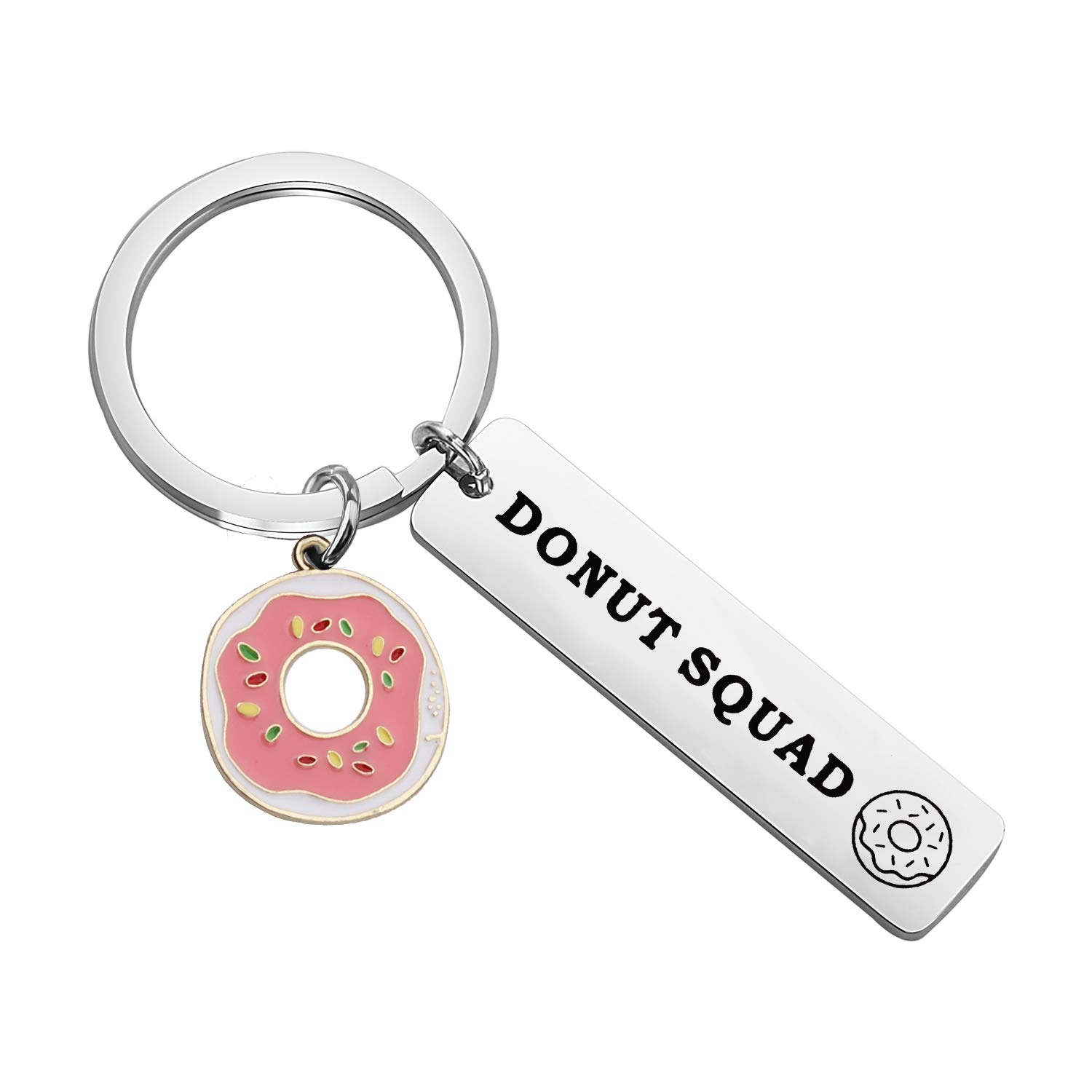 CENWA Donut Pun Gift Donut Squad Keychain Doughnut Birthday Gift Donut Party Gift Pink Donut Squad