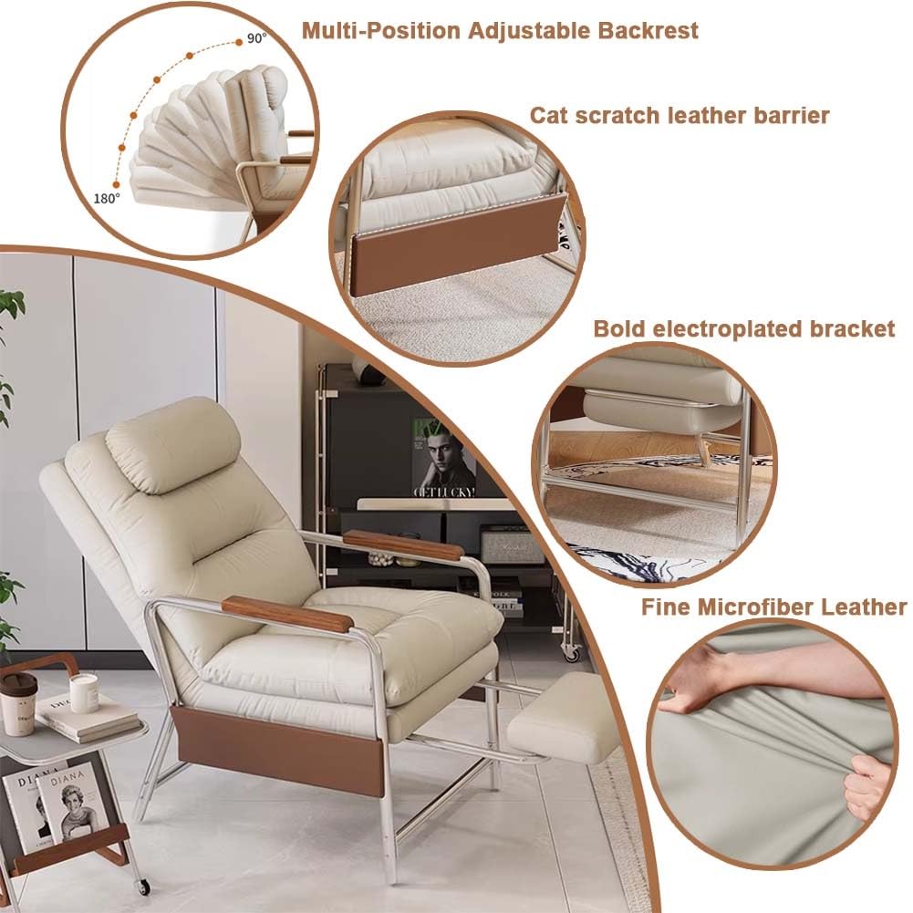 Ergonomiczne krzesło rozkładane, regulowane oparcie, sofa do spania do czytania i relaksu w salonie, sypialni, biurze
