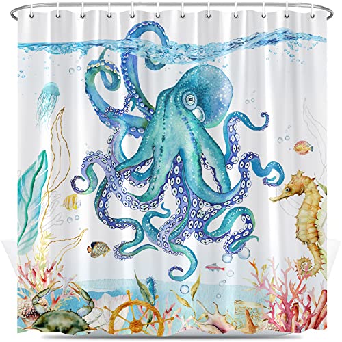 XHCEOH Octopus Shower Curtain Cool Nautical Kraken Tentacles Marine