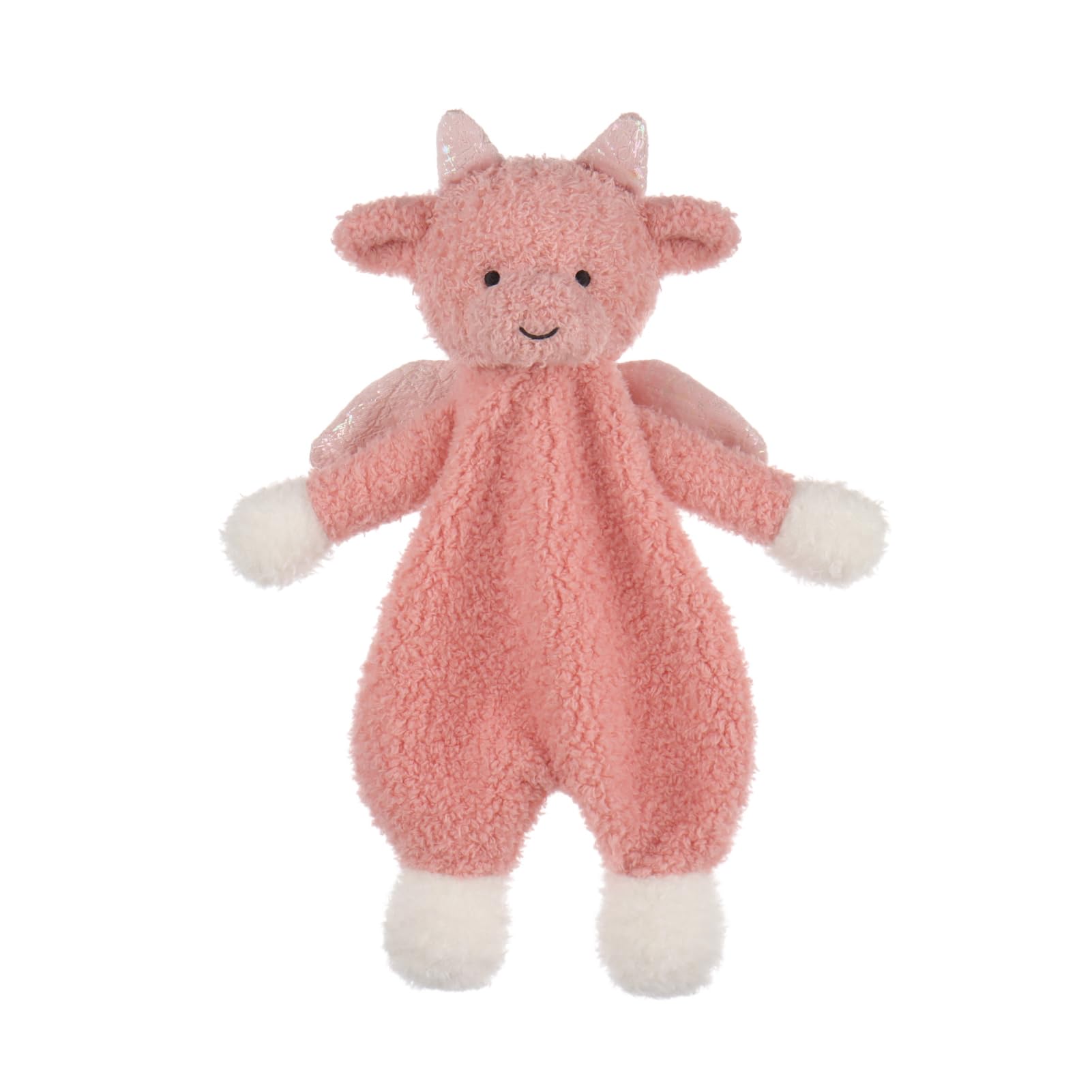 Apricot Lamb Dragon Snuggler Blanket Soft Loveys for Babies, Security Blanket for Baby Boy and Girl, 10 Inches for Infant and Toddlers (pink)