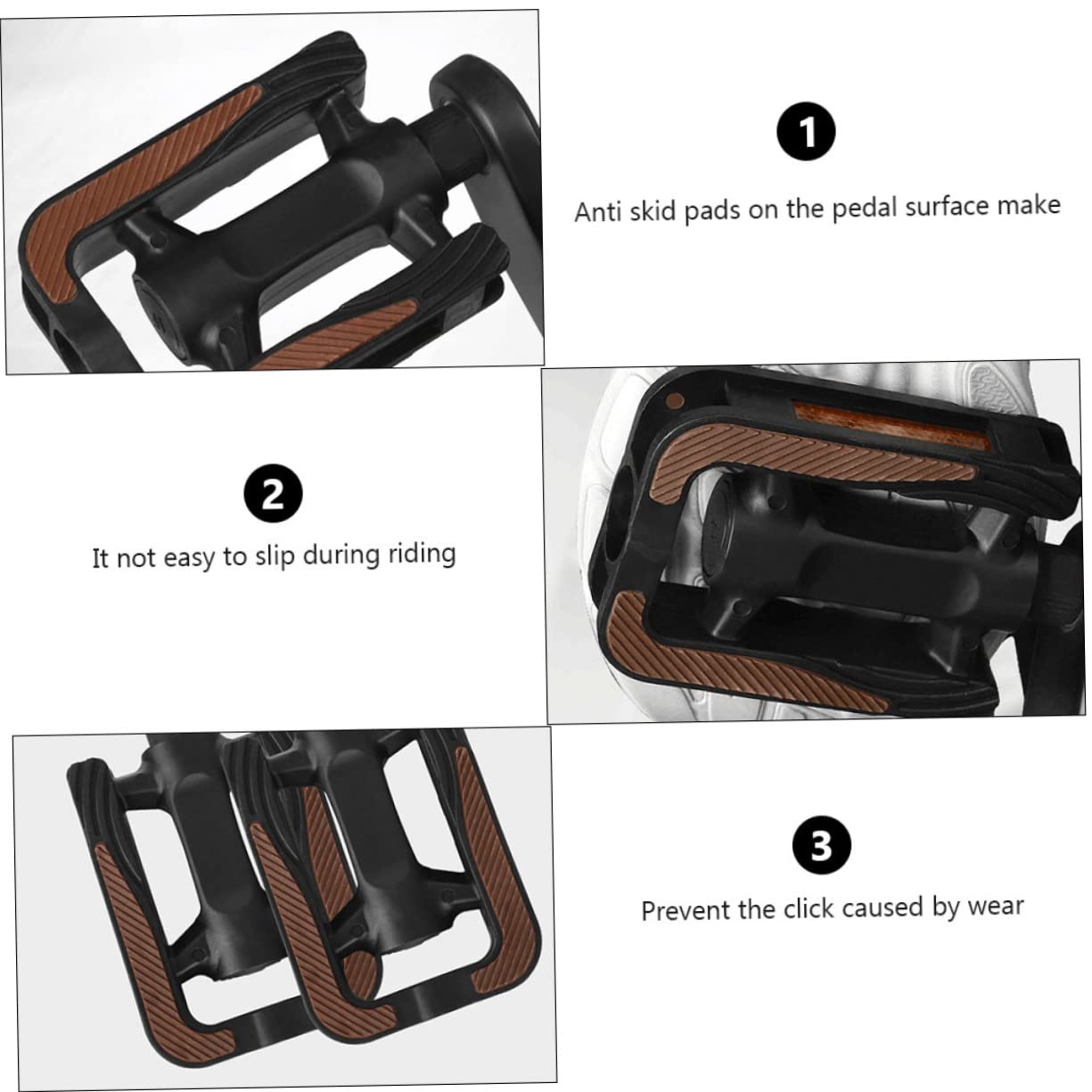 Pedali Bici Cuscinetto, Coppia, Nero, Plastica Acciaio