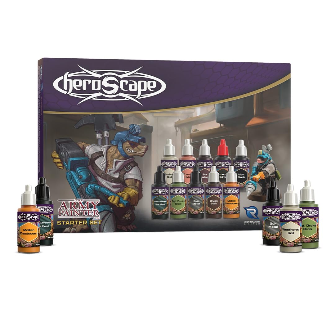 Renegade | Heroscape Army Painter Starter Set | Kit Pittura Accessorio, Compatibile Con Heroscape, 10 Colori, Pennello, Miniatura E Carta Esercito | 2-4 Giocatori | 60-120 Minuti