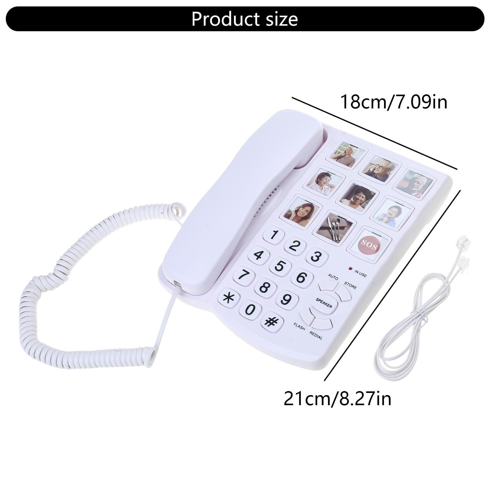 Telefono fisso fisso del telefono di casa del tasto grande con il vivavoce e l'ultimo numero ricomposizione del telefono bianco per gli anziani