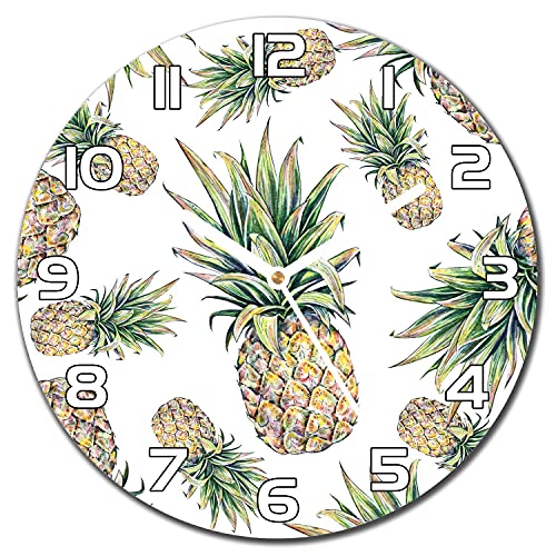 Horloge en verre impression haute définition ananas