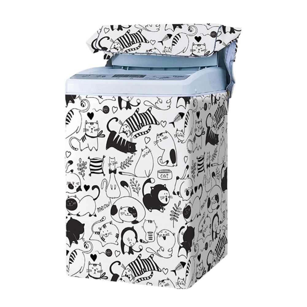 Odot Top Load Washing Machine Cover, Waterproof Washing Machine Outdoor Sun Protection Waterproof with Zip for Washing Machine and Dryer Top Load (L-56 x 92 x 58 cm, Fat Cat)