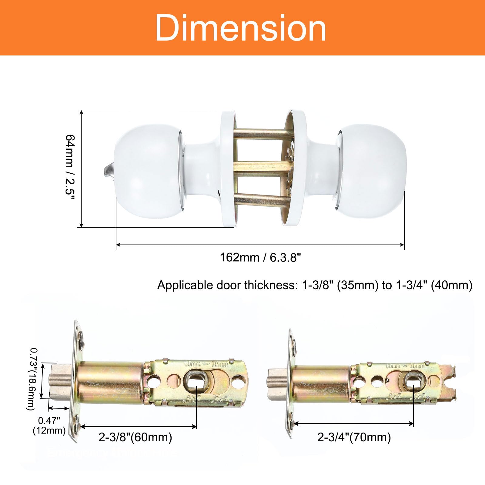 Modern White Door Knob - Privacy Lock -2
