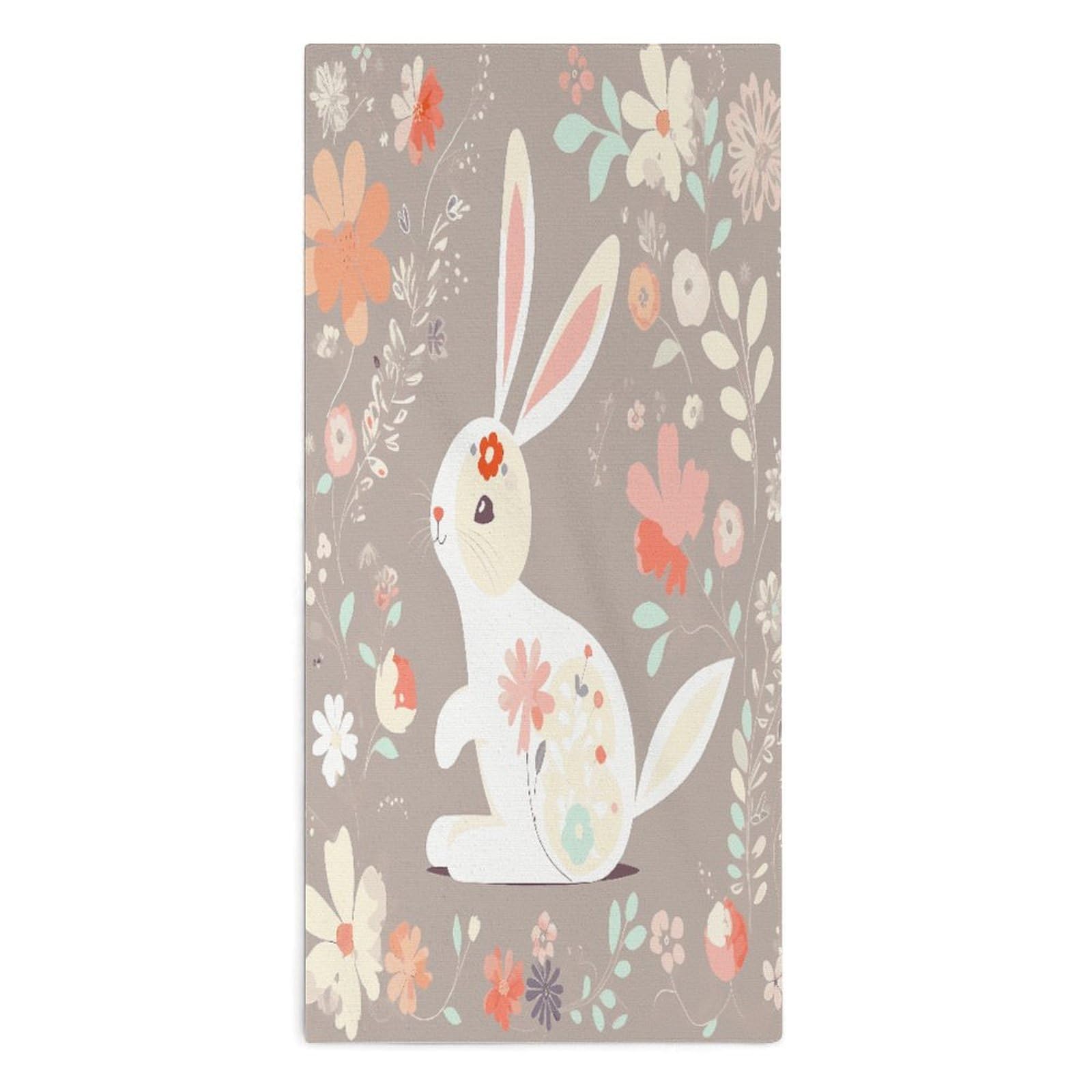 Fodpand Style Easter Bunny Floral Microfiber Towels, Decorative Bath Towel Soft & Lightweight, Hand Towels Multipurpose Use For Bathroom, Pool, Gym, Spa, And Hotel Use