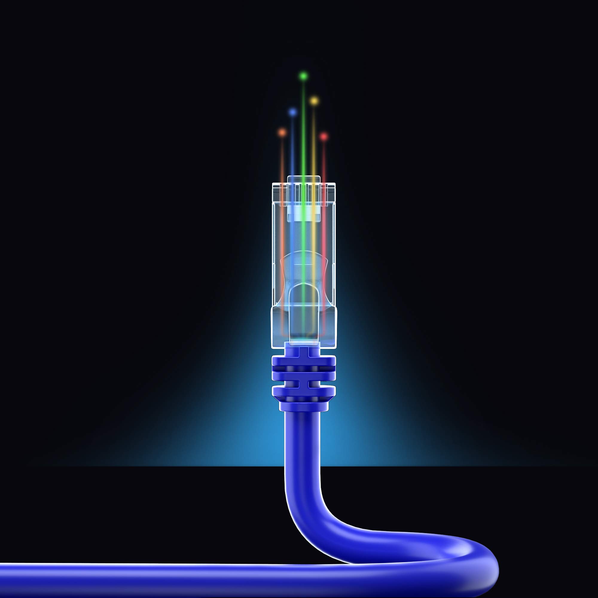 Maximm Câble Ethernet CAT6 de 60 m - Bleu - Pour intérieur et extérieur - Étanche