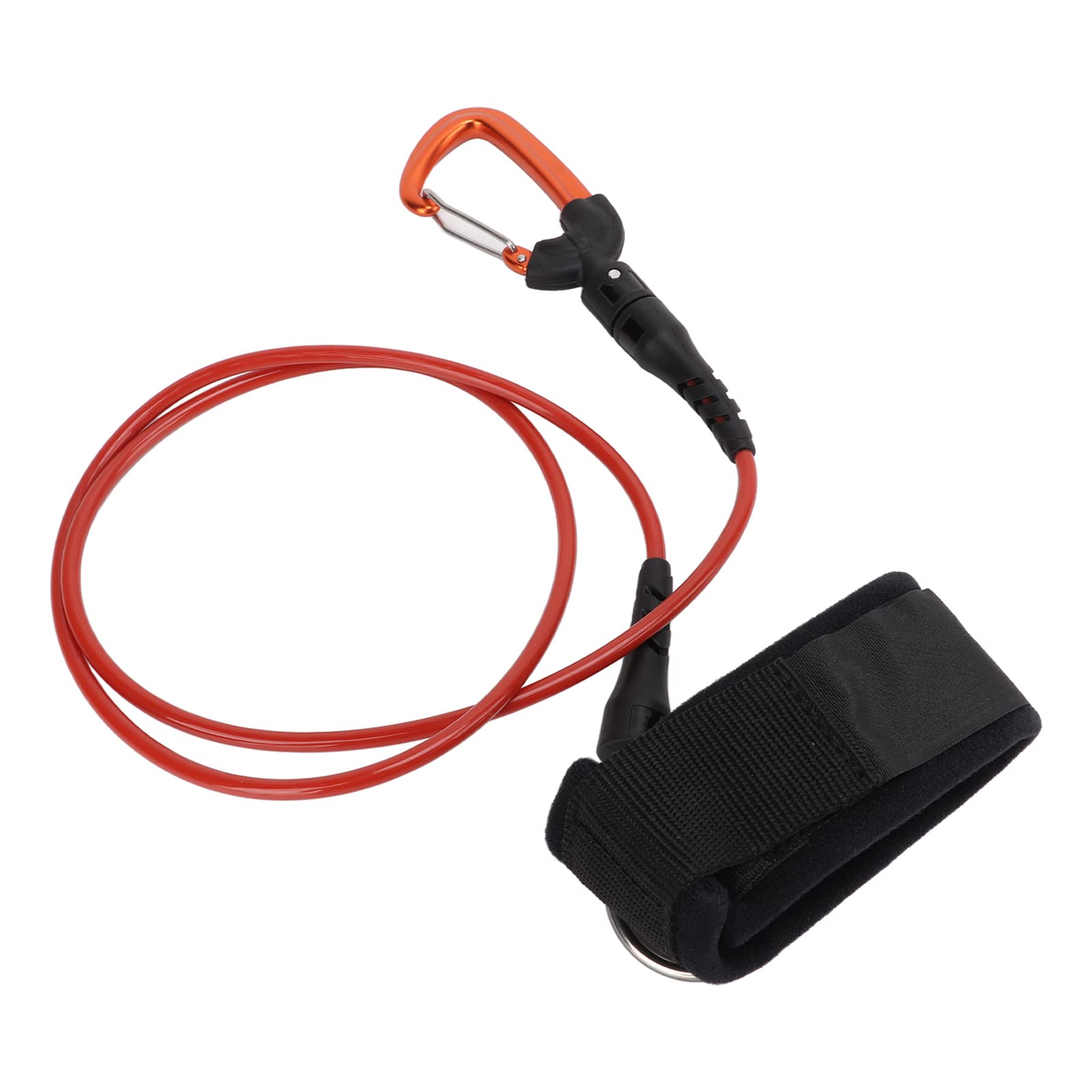 Laisse de Longe d'apnée, câble de Corde de sécurité de plongée en Acier Inoxydable, Longe de sécurité d'apnée Multifonction avec Mousqueton de Bracelet pour Les Sports