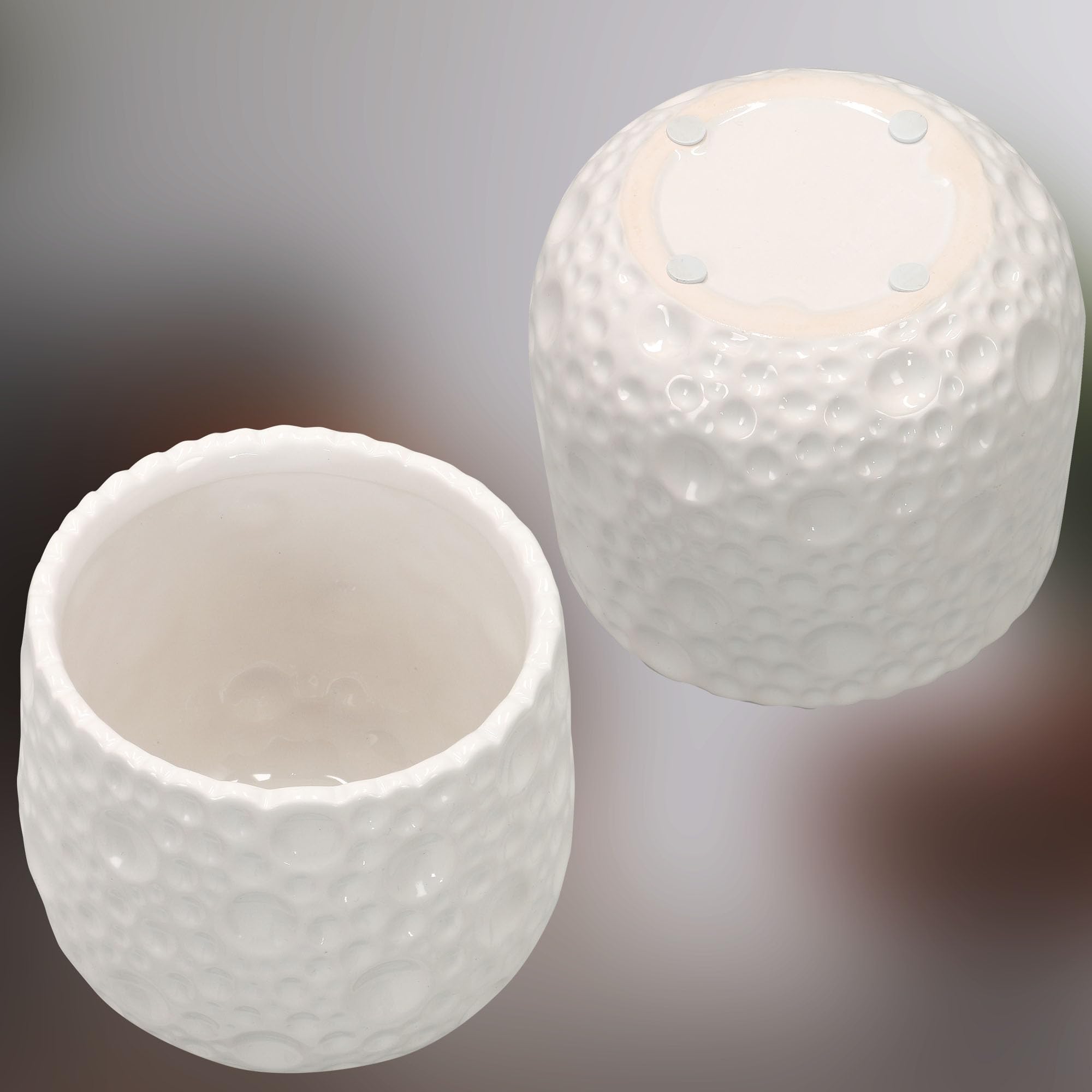 KOTARBAU Lot de 2 Pots de Fleurs Ronds en céramique, diamètre : 12 cm, Hauteur : 12,5 cm, Blanc, Cache-Pot pour Plantes d'intérieur, Modernes, Petits Pots pour orchidées