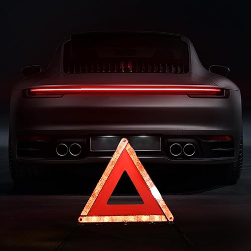 Miniatura 3 de cureder Triángulos de advertencia de emergencia, paquete de 3 con embalaje plegable, kit de advertencia triangular reflectante de advertencia,