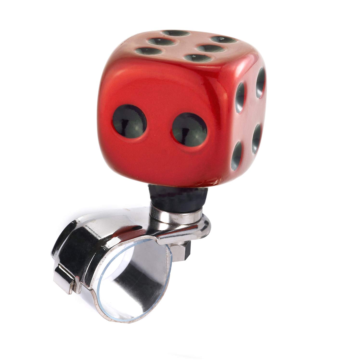 Bashineng Car Steering Spinner Dice Style Power Handle Suicide Control Wheel Knob for Most Cars (Red+Black)