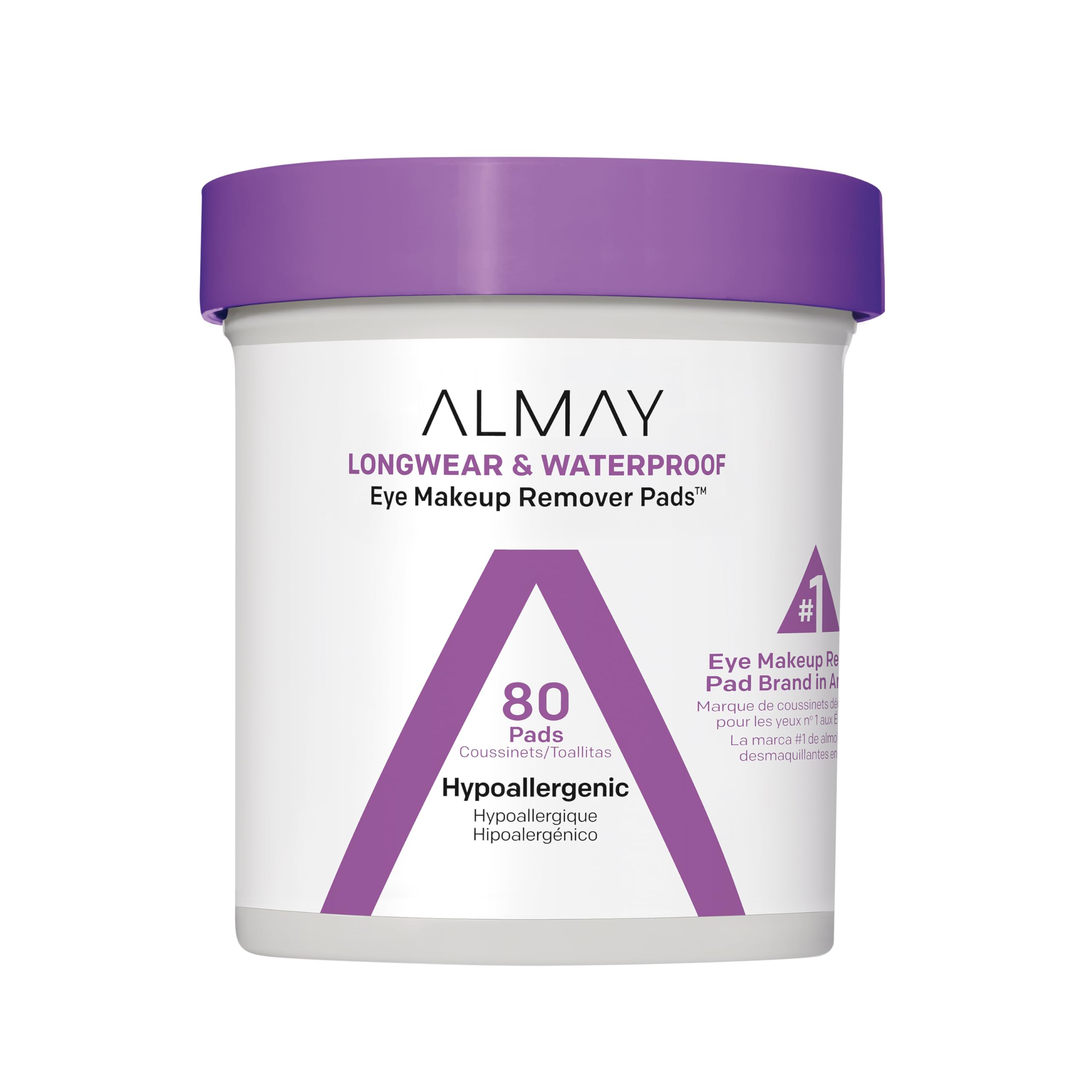 Almay Biodegradable Makeup Remover Pads, Longwear & Waterproof, Hypoallergenic, Fragrance-Free, Dermatologist & Ophthalmologist Tested, 80 Count