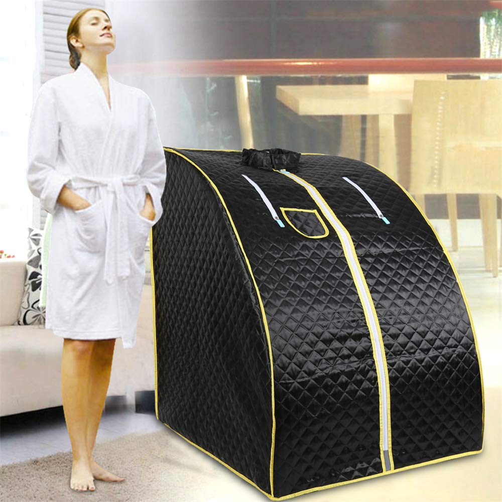 Sauna pliable cabine, Sauna infrarouge portable,Personal Spa at home Perspiration Perdre du poids avec le contrôleur de température à distance 98x80x70cm (Noir)