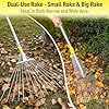 JARDINEER Adjustable Rakes for Leaves, Large Garden Leaf Rake for Lawns Grass with 7-23 Expandable Head, Yard Collapsible Rake for Camping (64 inches)