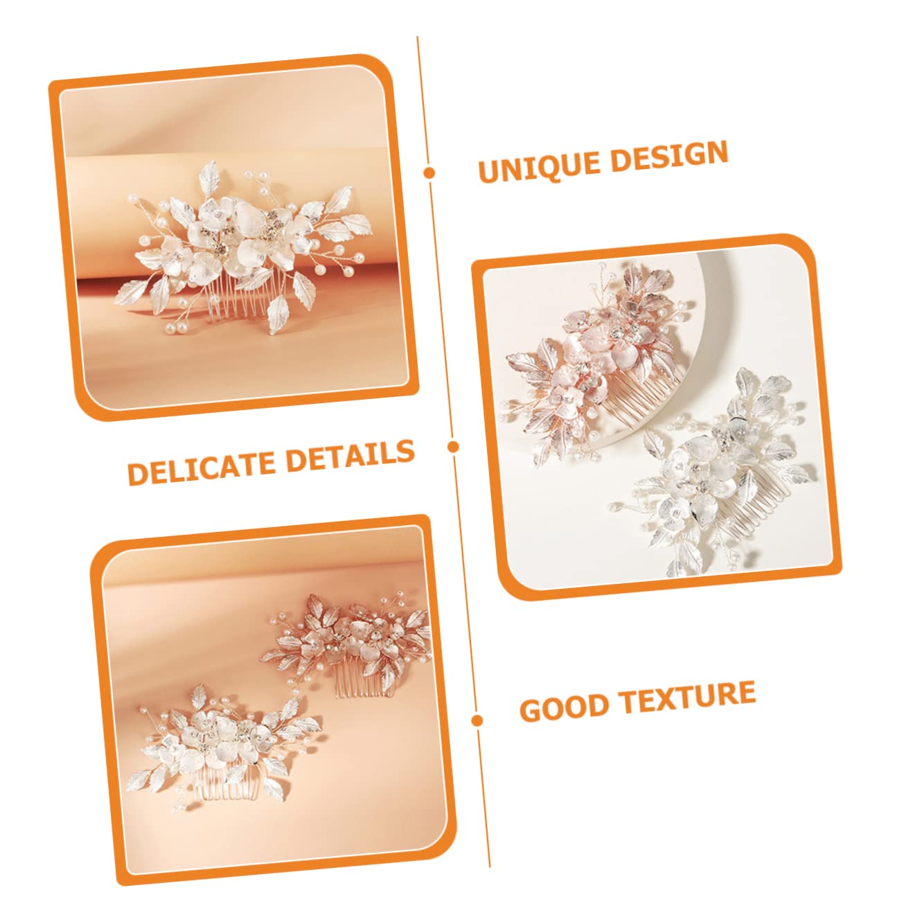Didiseaon 3pezzi Pettinino Per Sposa Con Fiori e Foglie Eleganti Accessorio Per Da Cerimonia Nuziale Fermaglio Brillante Per Matrimonio Comodo e Facile Da Indossare Decorazione Di Per