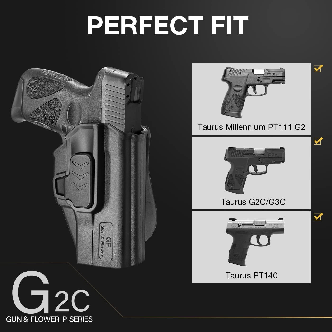 OWB Holster for Taurus G2C/G3C, PT111/PT140 G2, G3C Toro – Index/Thumb Release, RDS Ready Options, Paddle/Clip/IWB Carry, Adjustable Cant, No Wobble, Clear or Black Design